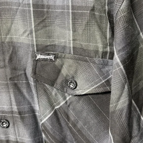 Dixxon Flannel Megadeth Black Gray Plaid Shirt Large NEW - Picture 4 of 9